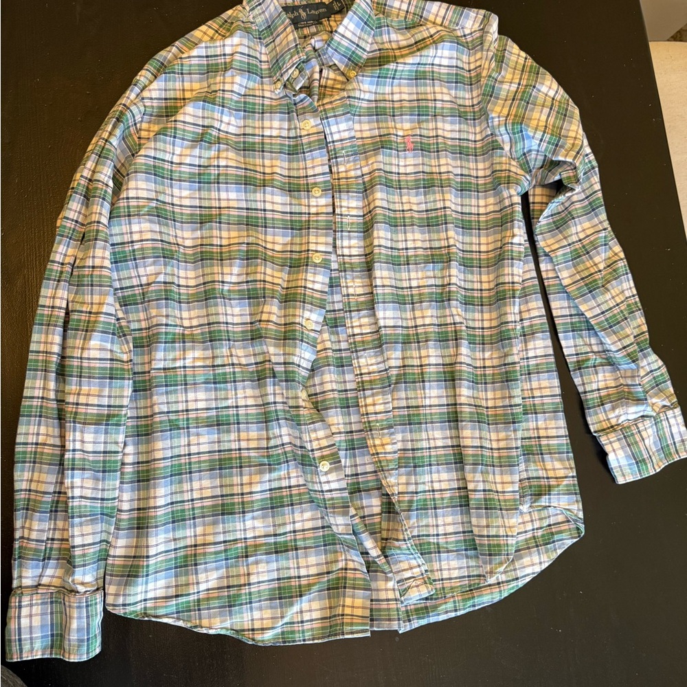 Ralph Lauren Blue and Green Casual Button Down Shirt